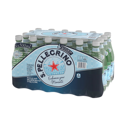 S.Pellegrino Sparkling Natural Mineral Water, Plastic Bottles, 24 ct./16.9 fl. oz.